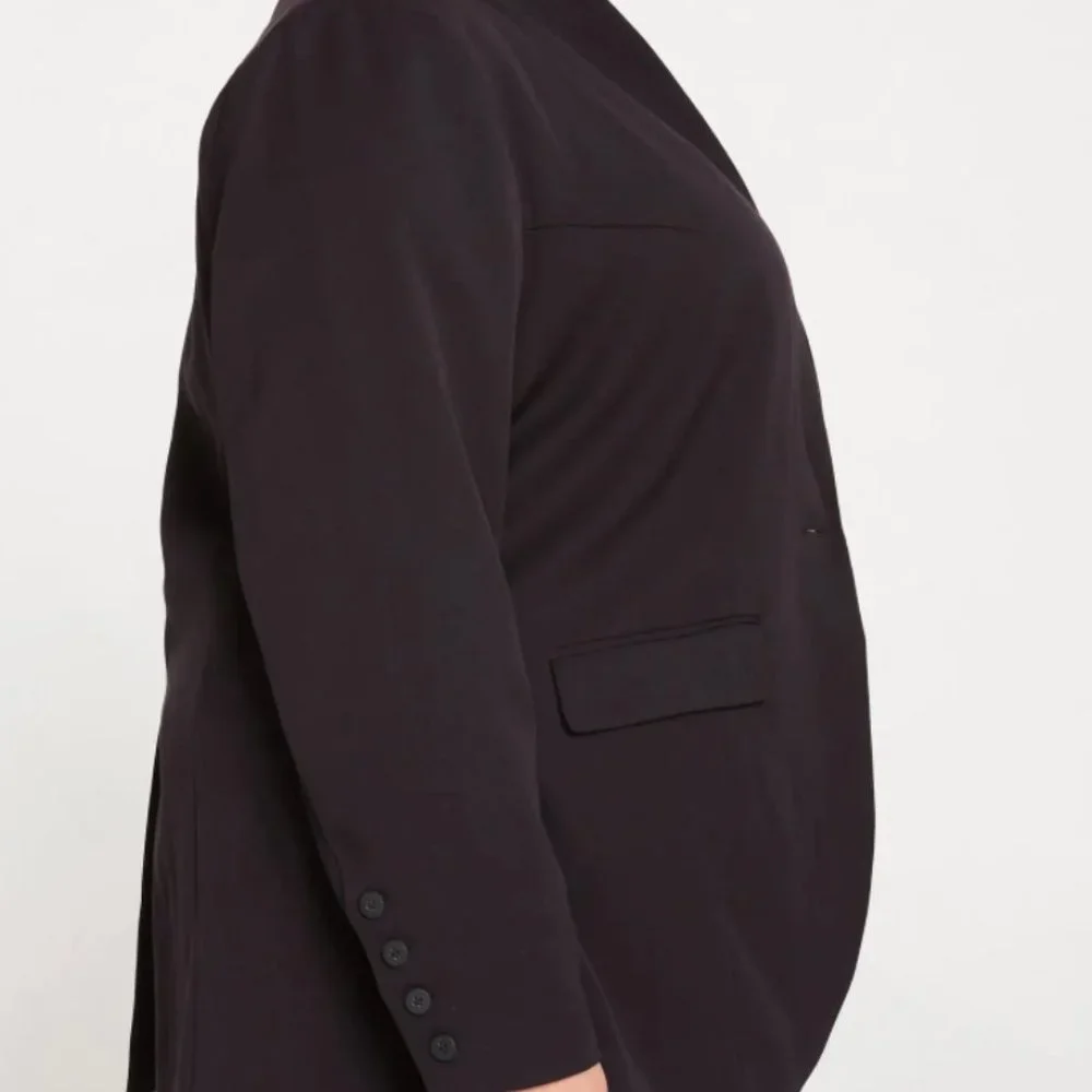 New Universal Standard Black Blazer Fitted Single Button Blazer Size 16 Longer - Picture 2 of 11